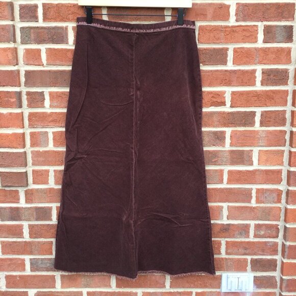 VTG Carolina Blues Corduroy Maxi Skirt Size 10 Brown Raw Hem Western Boho Y2K - Picture 1 of 9